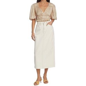 Frame Denim Midi‎ Skirt Ecru 34